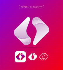 Vector abstract letter O logo template. Origami material design style. app icon