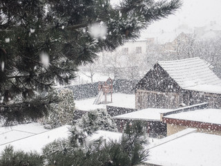 Heavy snowing calamity in Slovak country side