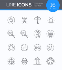 Security and data protection - modern line design style icons set