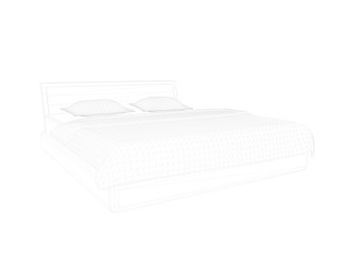 3d rendering of a lined bed on a white background