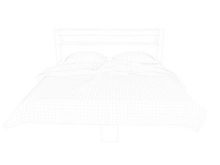 3d rendering of a lined bed on a white background