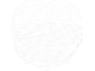 3d rendering of a lined bed on a white background