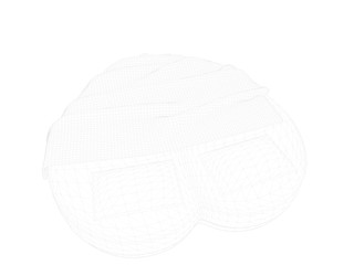 3d rendering of a lined bed on a white background