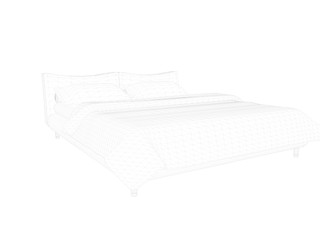 Fototapeta na wymiar 3d rendering of a lined bed on a white background