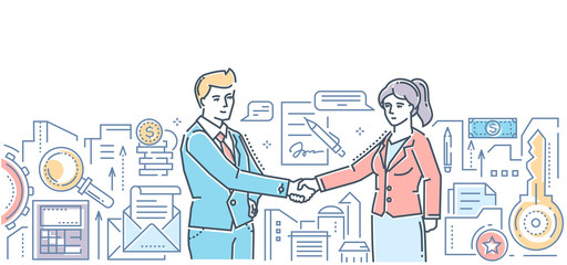 Business partnership - modern flat design style colorful illustration