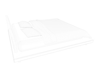 3d rendering of a lined bed on a white background