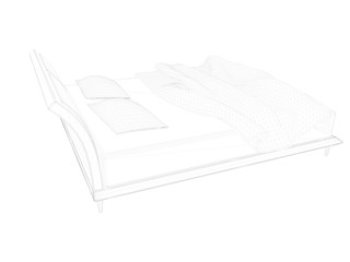 3d rendering of a lined bed on a white background