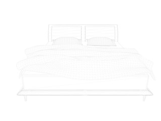 3d rendering of a lined bed on a white background