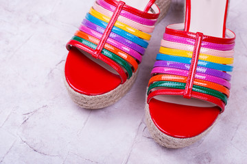 Bright colorful summer sandals