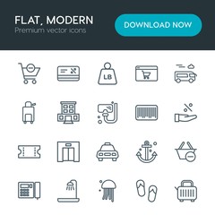 Modern Simple Set of hotel, shopping, travel Vector outline Icons. Contains such Icons as  card,  bath,  store,  market,  style,  nautical and more on white background. Fully Editable. Pixel Perfect