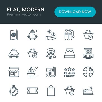 Modern Simple Set of hotel, shopping, travel Vector outline Icons. Contains such Icons as  tank,  travel,  north, online,  friday,  sea,  id and more on white background. Fully Editable. Pixel Perfect