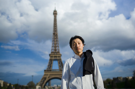 Japanese chef with uniform in Paris