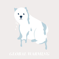 Concept poster with melting polar bear.
