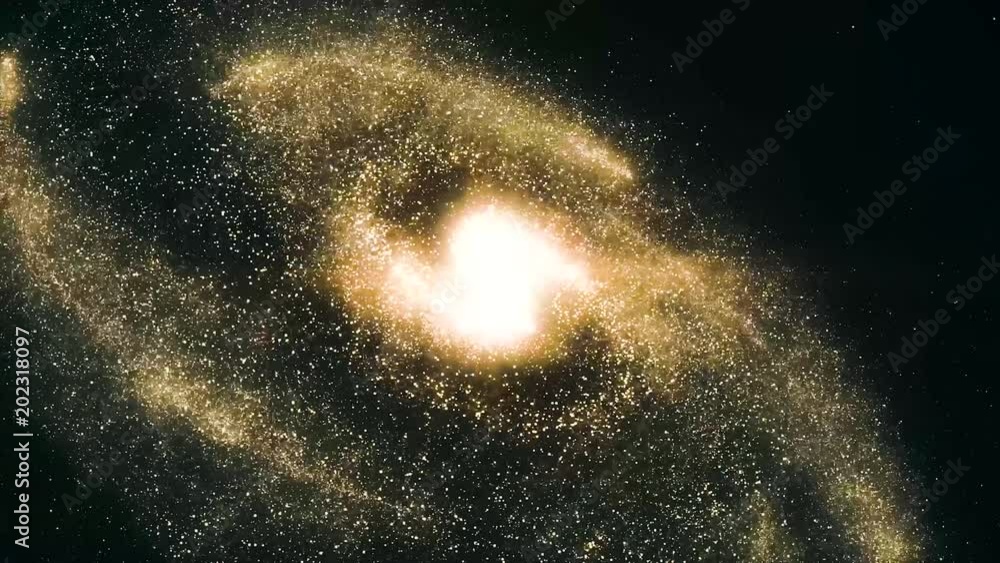 Poster rotating spiral galaxy - deep space exploration. animation of a galaxy in space with stars and nebul