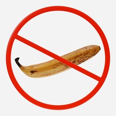 3D Render of Prohibition Sign with Banana © bescec