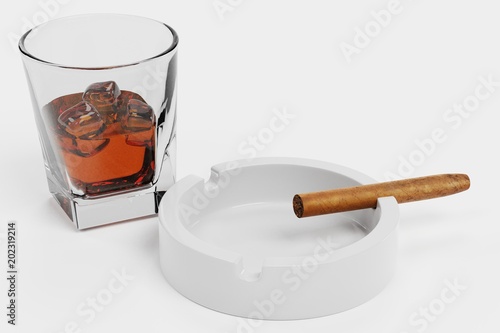3d Render Of Cigar And Whiskey 3d Render Of Cigar And Whiskey