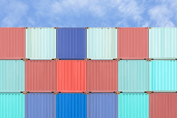 Fototapeta premium Colorful stack of container shipping at dockyard