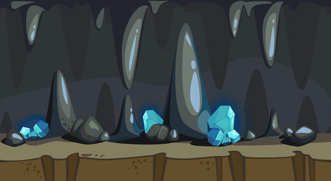 Cartoon seamless background of the dark cave