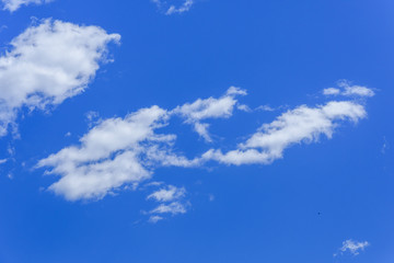 Naklejka na ściany i meble White fluffy clouds in a deep blue sky