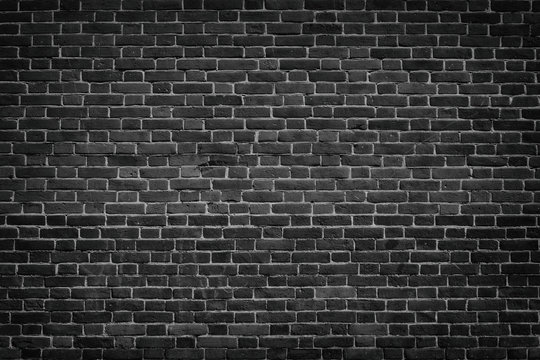 Fototapeta Dark grey brick wall texture - urban grunge black masonry background