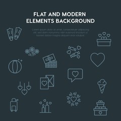 travel, valentine outline vector icons and elements background concept on dark background.Multipurpose use on websites, presentations, brochures and more