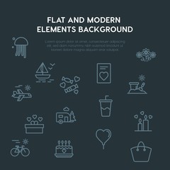 travel, valentine outline vector icons and elements background concept on dark background.Multipurpose use on websites, presentations, brochures and more
