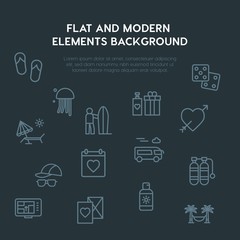 travel, valentine outline vector icons and elements background concept on dark background.Multipurpose use on websites, presentations, brochures and more