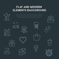 travel, valentine outline vector icons and elements background concept on dark background.Multipurpose use on websites, presentations, brochures and more