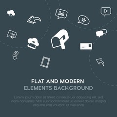 cloud and networking, chat and messenger, email outline, fill vector icons and elements background concept on dark background.Multipurpose use on websites, presentations, brochures and more.