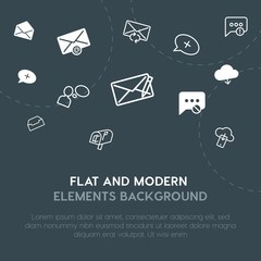 cloud and networking, chat and messenger, email outline, fill vector icons and elements background concept on dark background.Multipurpose use on websites, presentations, brochures and more.