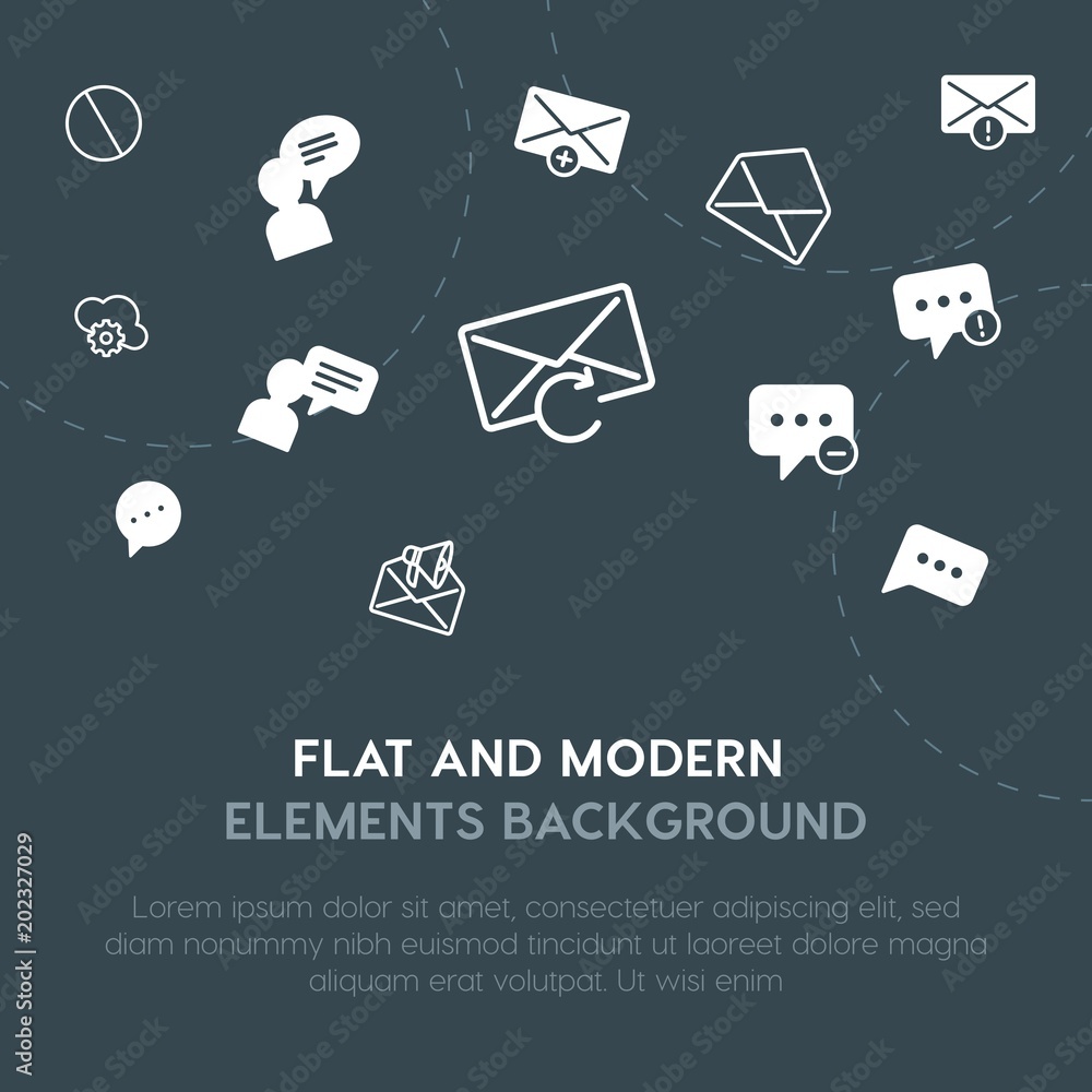 Aufkleber cloud and networking, chat and messenger, email outline, fill vector icons and elements background c