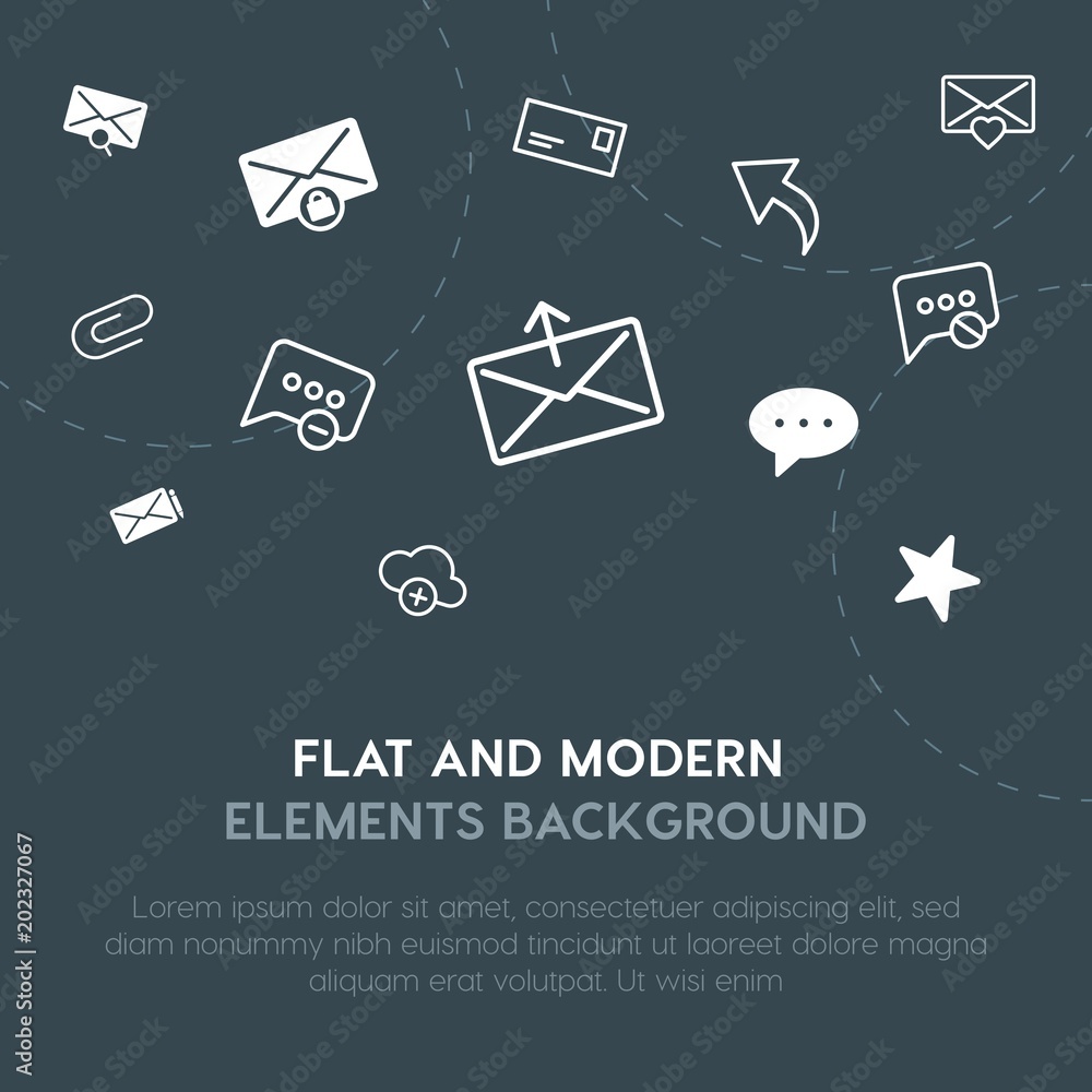 Aufkleber cloud and networking, chat and messenger, email outline, fill vector icons and elements background c
