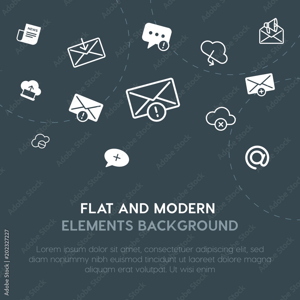 Aufkleber cloud and networking, chat and messenger, email outline, fill vector icons and elements background c