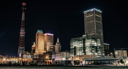 Night Skyline of Downtown Tulsa, Oklahoma