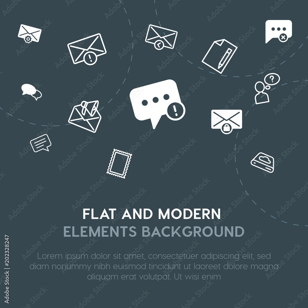 Aufkleber cloud and networking, chat and messenger, email outline, fill vector icons and elements background c