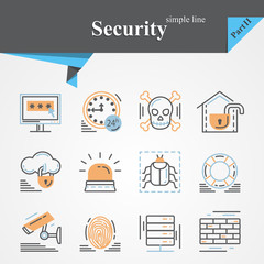 Bitcoin outline and flat icons