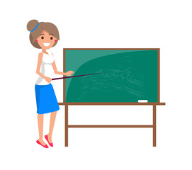 Teacher at Blackboard Isolated Illustration