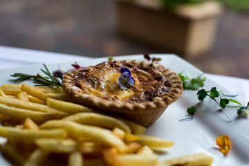 Quiche Lorraine and fries