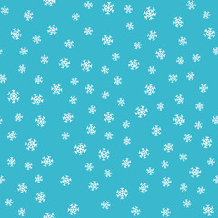 Seamless Pattern Snowflakes on Blue Background.