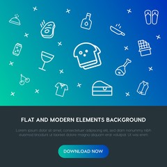 food, clothes, drinks outline vector icons and elements background concept on gradient background.Multipurpose use on websites, presentations, brochures and more