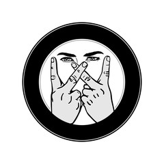 letter W hand gesture outline vector image. Illustration of hands making a w 