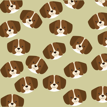 cute dogs heads pattern characters vector illustration design