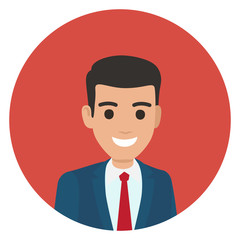 Cartoon Businessman in Suit Portrait in Circle