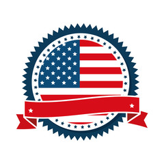 united states of america circular emblem with ribbon vector illustration design