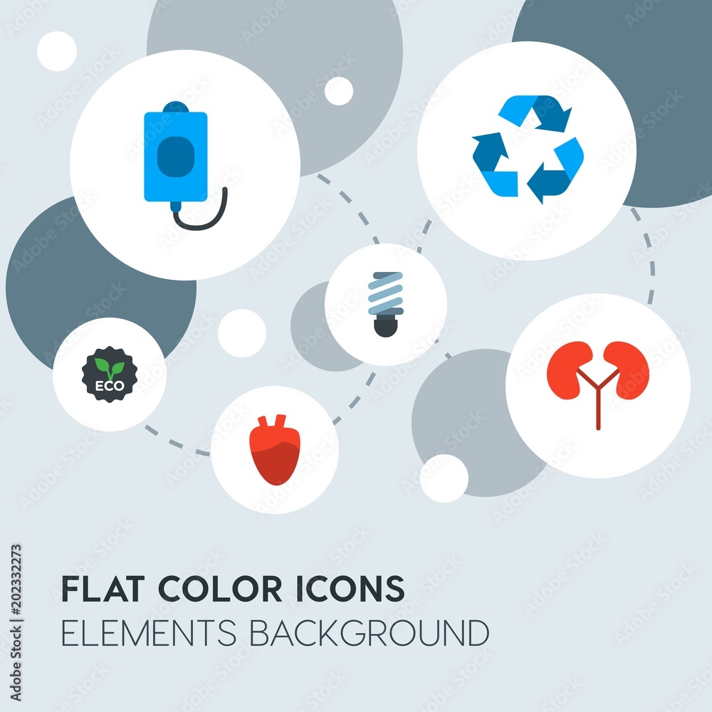 Poster health, science, nature flat vector icons and elements background with circle bubbles networks.multi