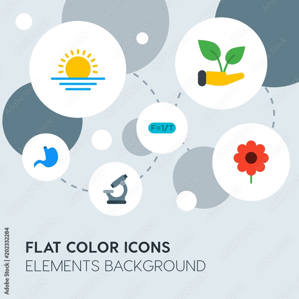 Poster health, science, nature flat vector icons and elements background with circle bubbles networks.multi