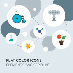 health, science, nature flat vector icons and elements background with circle bubbles networks.Multipurpose use on websites, presentations, brochures and more