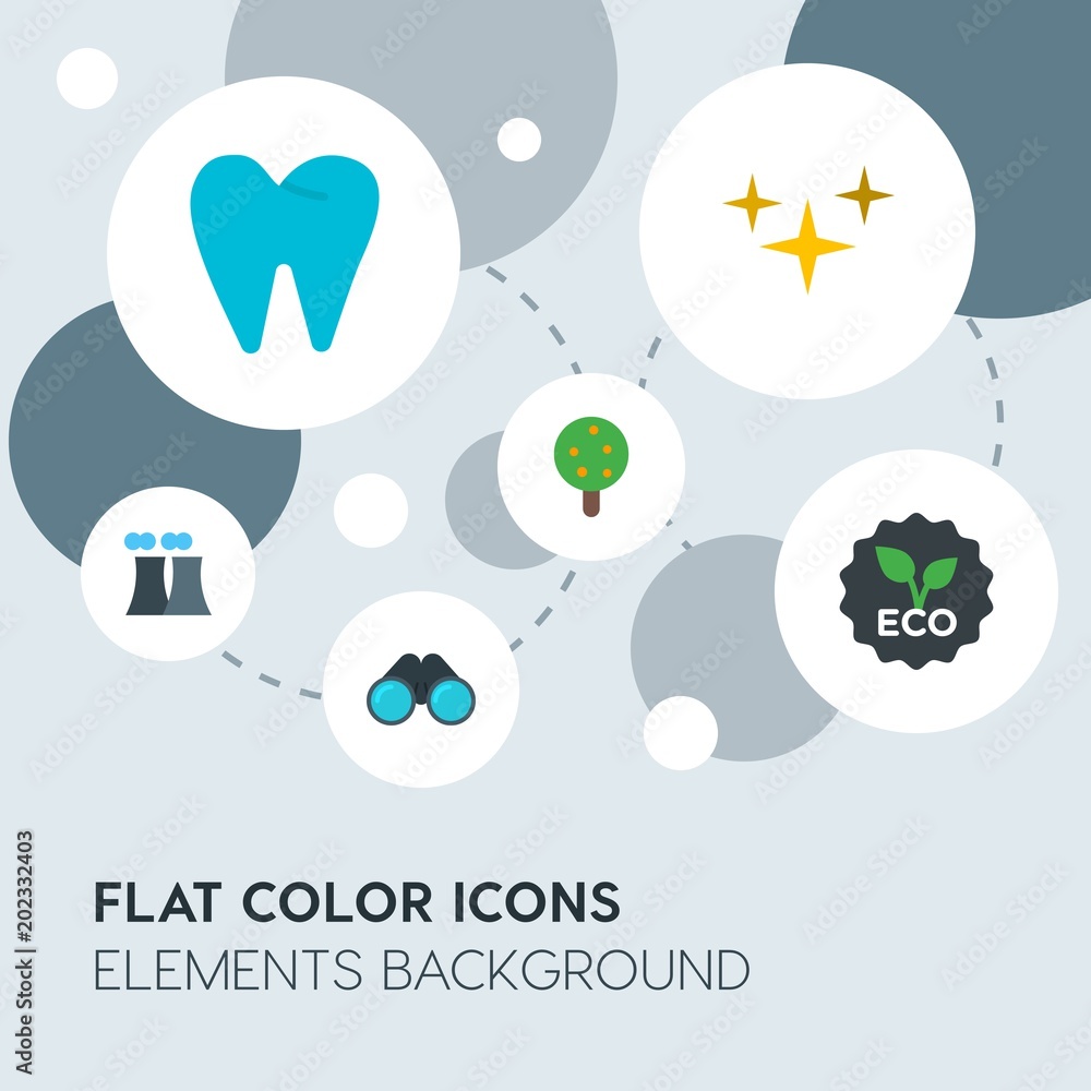 Aufkleber health, science, nature flat vector icons and elements background with circle bubbles networks.multi