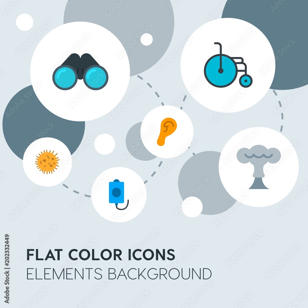 Aufkleber health, science, nature flat vector icons and elements background with circle bubbles networks.multi