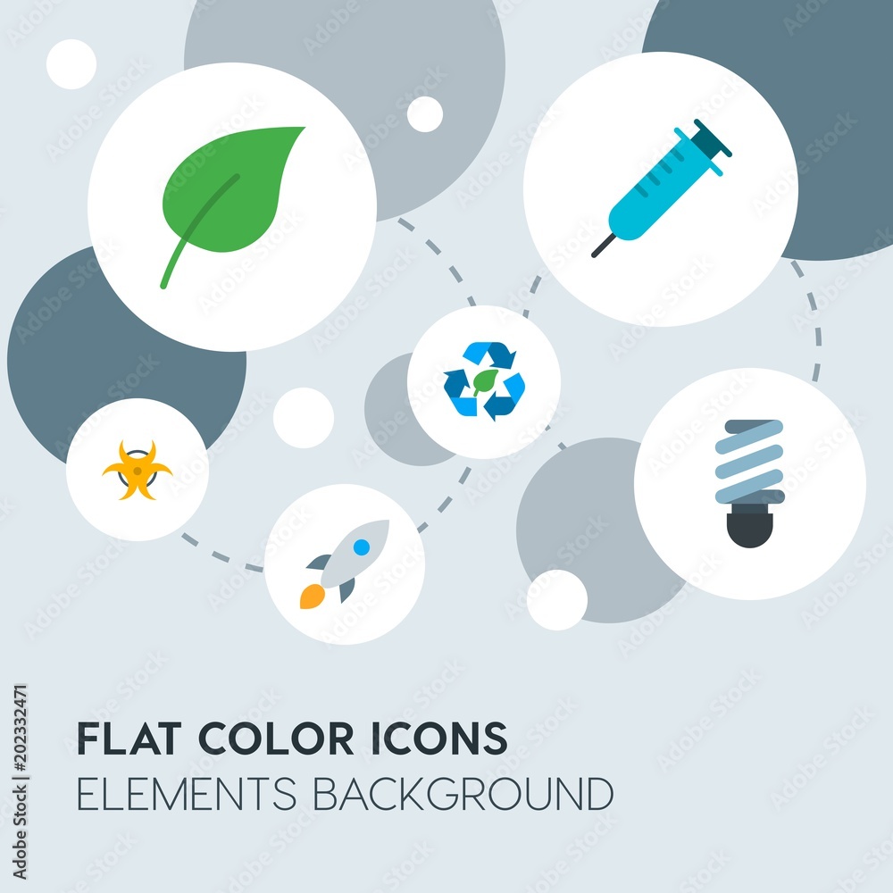 Poster health, science, nature flat vector icons and elements background with circle bubbles networks.multi